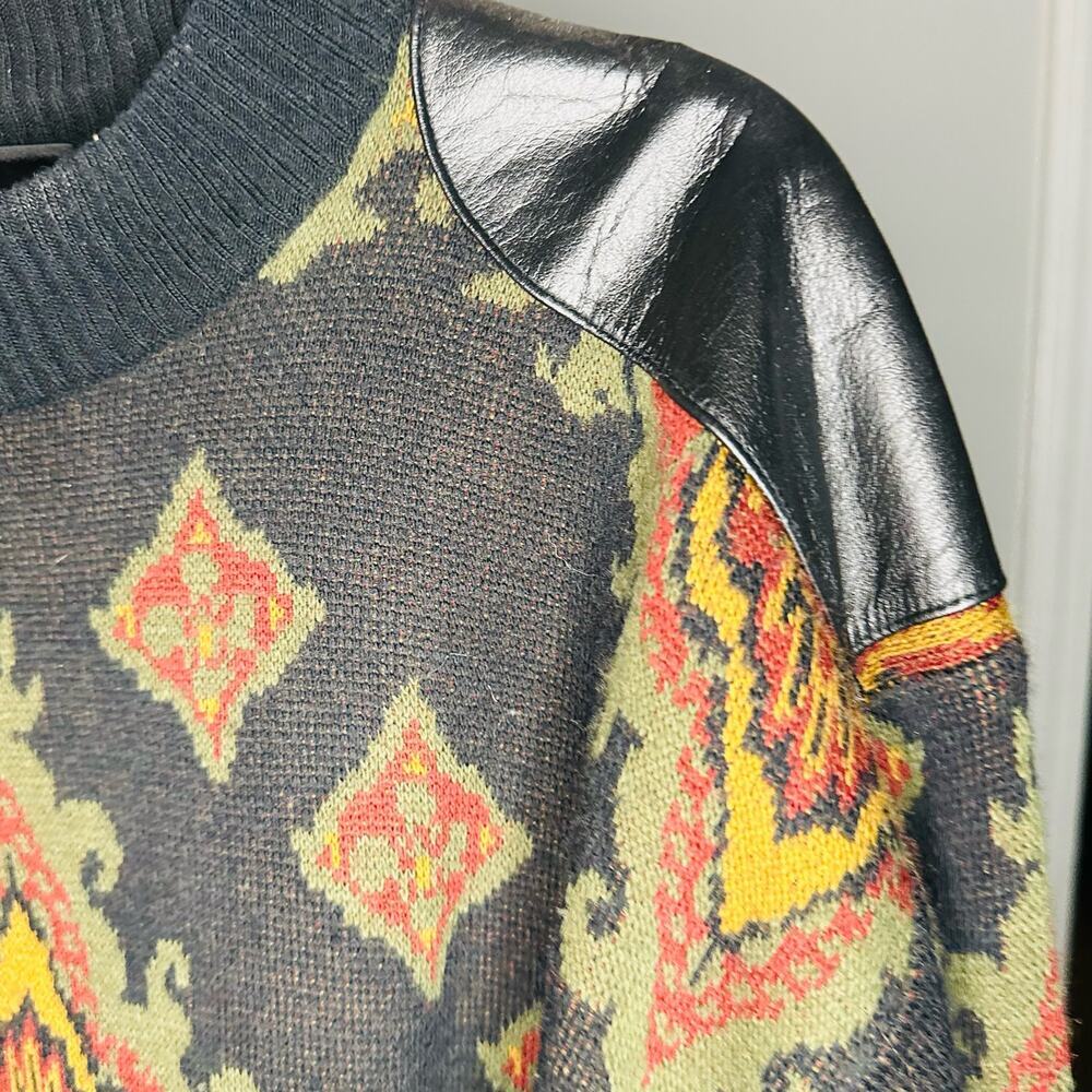 Vintage International Index Acrylic Black & Gold Funky Pattern Sweater Size S - Picture 6 of 9